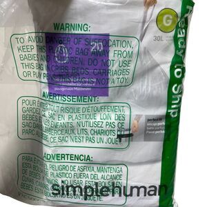 Simple Human G Trash Bags NEW‎ Sealed 30L 20 Bags